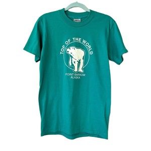 Vintage Top Of The World Point Barrow Alaska Medium T-Shirt Oneita Power 50 USA